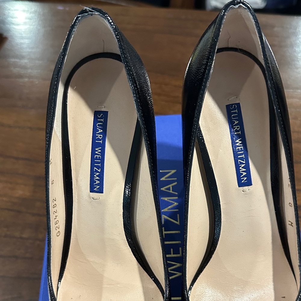 Stuart Weitzman Laney 95 Black Caviar Patent Leather Heels - Picture 3 of 7